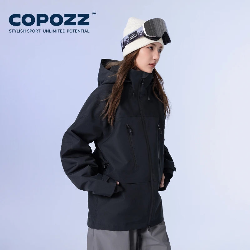 COPOZZ Skiing Coats Winter Warm Women Men Tracksuit Hooded Sports Snowboard Jacket Mountain Female Outwear Windproof Ski Clothes