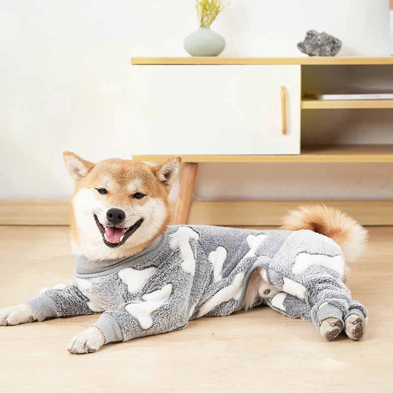 Flannel Dogs Pajamas Jumpsuit Four Legs Winter Warm Onesies for Medium Large Dogs Warm Puppy Cat Jumpsuit Pet Dog Clothes