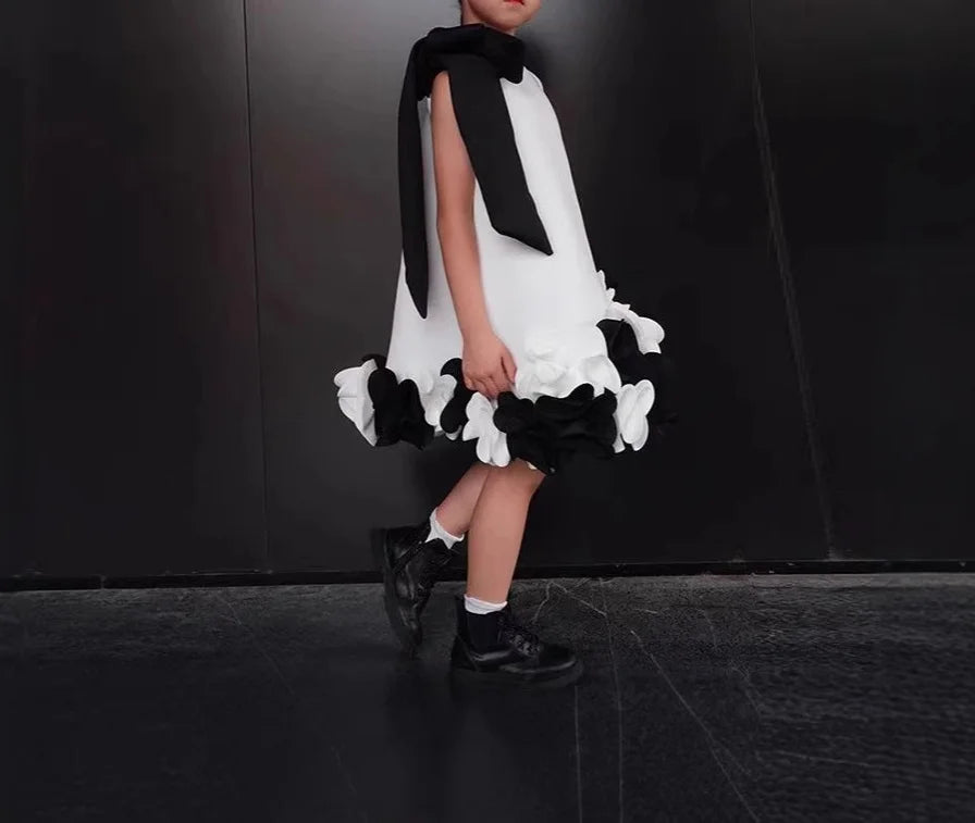 Baby Girl Princess 3D Flower Sleeveless Dress Infant Toddler Child Bow Elegant Vestido Party Birthday Baby Summer Clothes 1-10Y