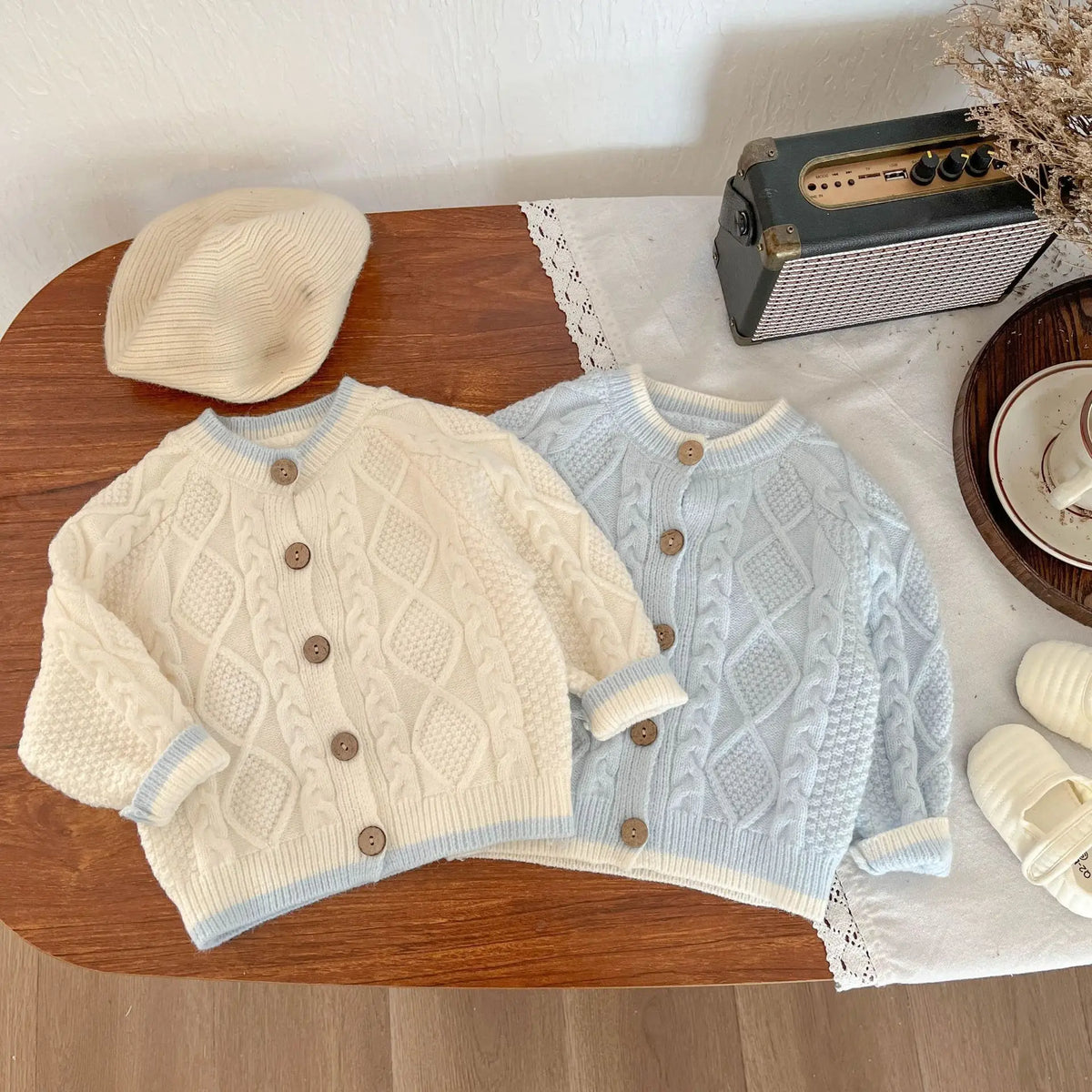 Unisex Baby Girl Clothes Set Spring Autumn Knitted Romper with Cardigan Infant Boy Jumpsuit Outfit Newborn Soft Suspender Suit