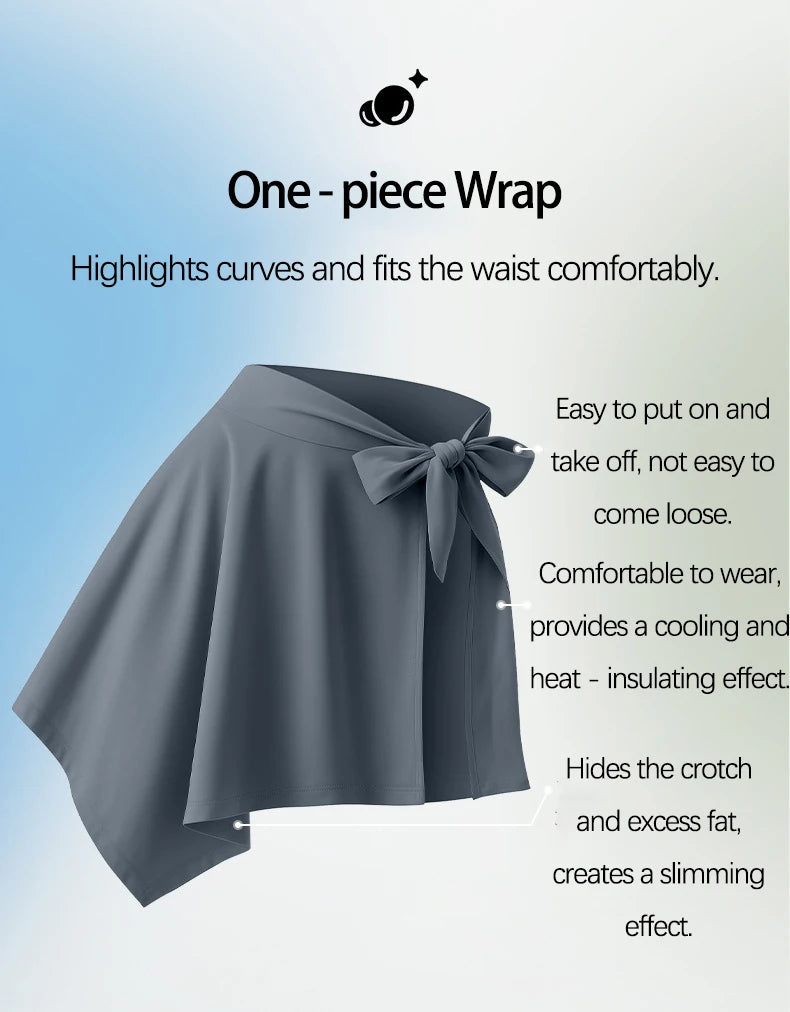 Yoga Women Short Skirt Fitness Dance Workout Wrap Skirt Pilates Anti-Peek Ballet College Girl Hip Covering Quick-Dry Gym Skirt
