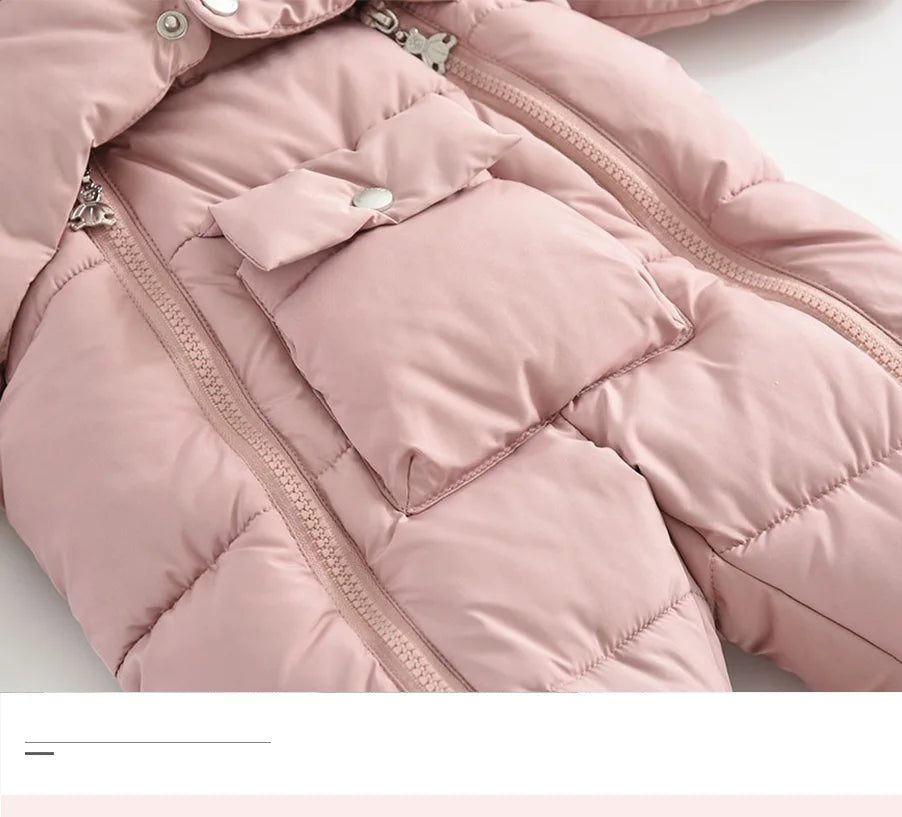 Ircomll Winter Baby Jumpsuit Thick Warm Infant Hooded Inside Fleece Jacket Newborn Boy Girl Coat Overalls Cotton Down Jacket