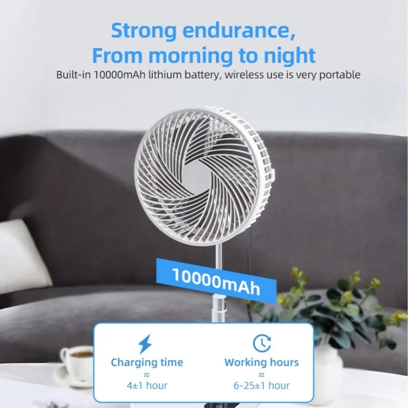 Portable 8.3in Folding Fan Touchscreen Remote Control Standing Desk Cooler 120 Angle 10000mAh Battery Powered Night Light USB
