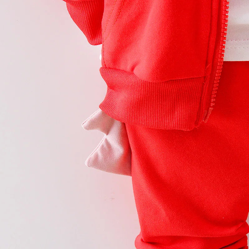 2023 Winter Baby Clothes Sets Boy Girl Thick Warm Hooded Top Pants Three-Piece Newborn Cartoon Cute Dinosaurs Outfit Suits 1-4Y