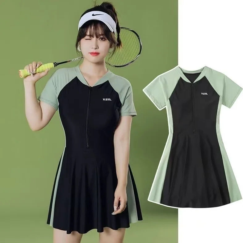 New plus-size one-piece swimsuit for women, casual swimwear, suitable for hot springs and sports.