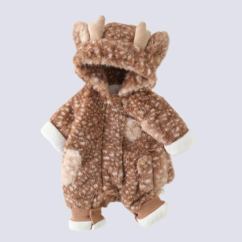 IYEAL  Baby Winter Thick Fleece Jumpsuit Christmas And New Year Jumpsuit Baby Super Cute Cotton Coat Outdoor Warm Jacket