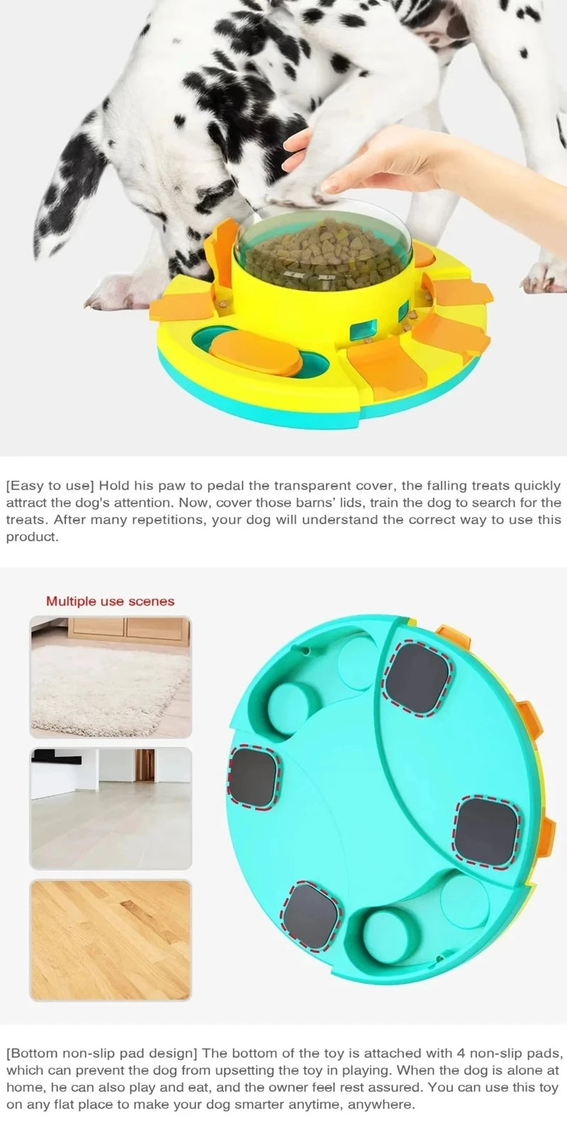 New Dog Puzzle Toy Slow Feeder Interactive Increase Puppy Iq Food Dispenser With 4 Non-slip Rubber Mats Pp Bowl