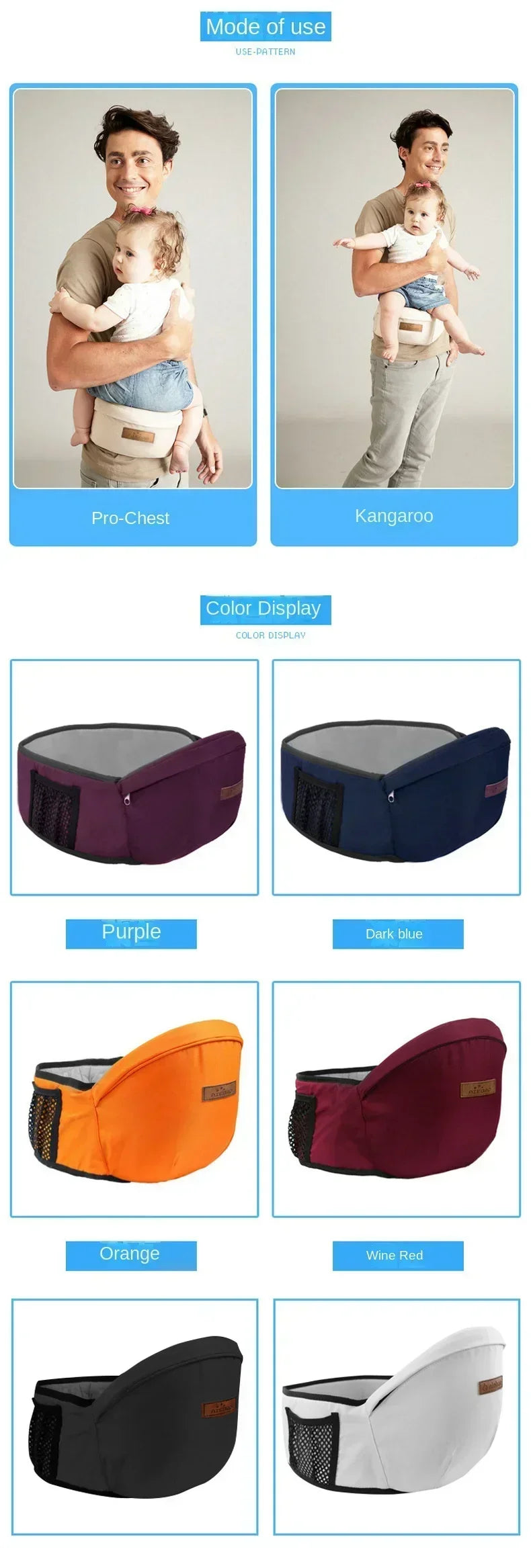 Ergonomic Baby Sling Multifunctional Baby Carrier Waist Stool Walkers Baby Slings Adjustable Baby Travel Hip Seat Baby Supplies