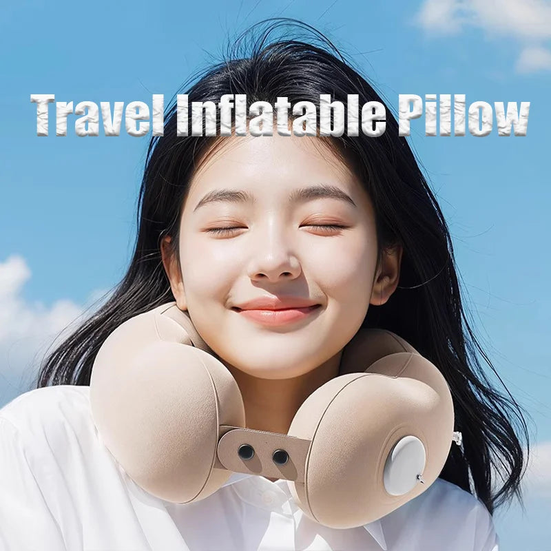 Travel Pillow Inflatable U-Shape Neck Pillow Portable Cervical Orthopedic Protection Airplane Neck Pillows Travel Essentials