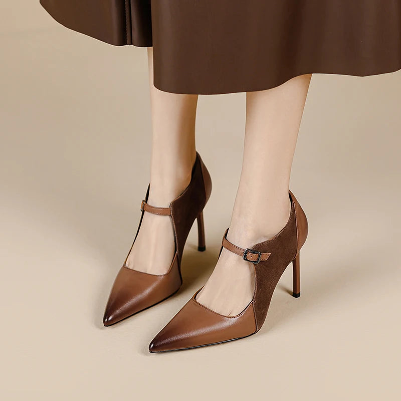 【JOCHEBED HU】Size 33-40 2023 New Soft Genuine Leather Women Heels Fashion Sexy Club Party Wedding High Heel Shoes
