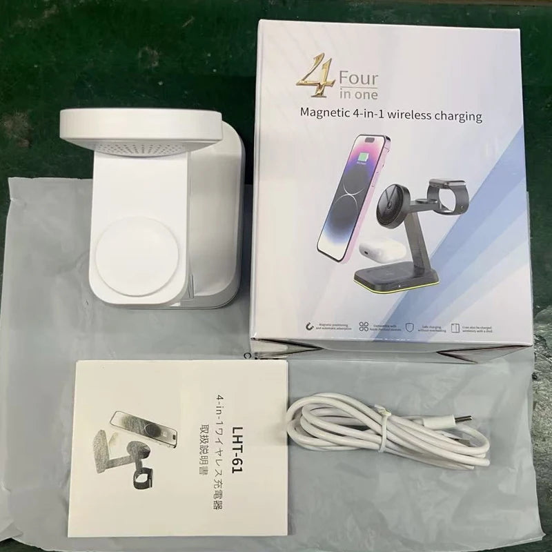 3 in 1 30W Smart Watch Earphone for iPhone 17 16 15 14 13 12  Fast Universal Magnetic Phone Stand Wireless Charger StationHolder