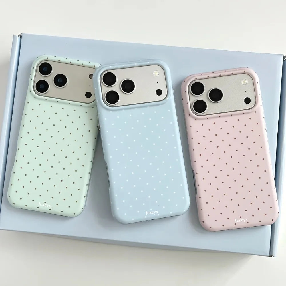 Cute polka dot contrasting phone case suitable for iPhone 17 16 15 14 13 12 11 Pro/Max/Plus anti drop and shockproof back cover