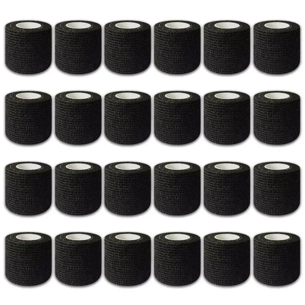 48/24/3PCS Black Tattoo Grip Cover Wraps Self-Adhesive Elastic Bandage Tape Breathable Strong Sports Tape Athletic Bandage Rolls