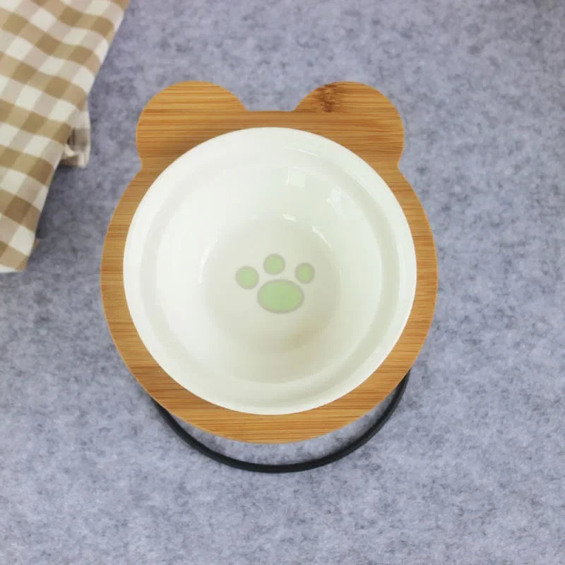 Ceramic Cat Bowl Cat Food Feeder Dog Bowls Drinking Water Bowl Cervical Protection Pet Supplies Ceramic Double Cat Bowls
