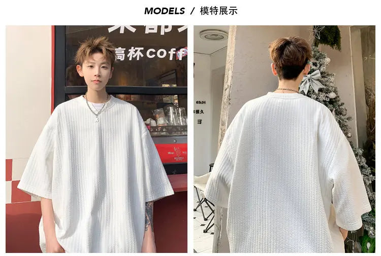 2026 Summer New  Style Fashion for Men's Large Size V-neck T-shirt Loose Top Casual Wind Breathable Quick Drying Short Sleeves