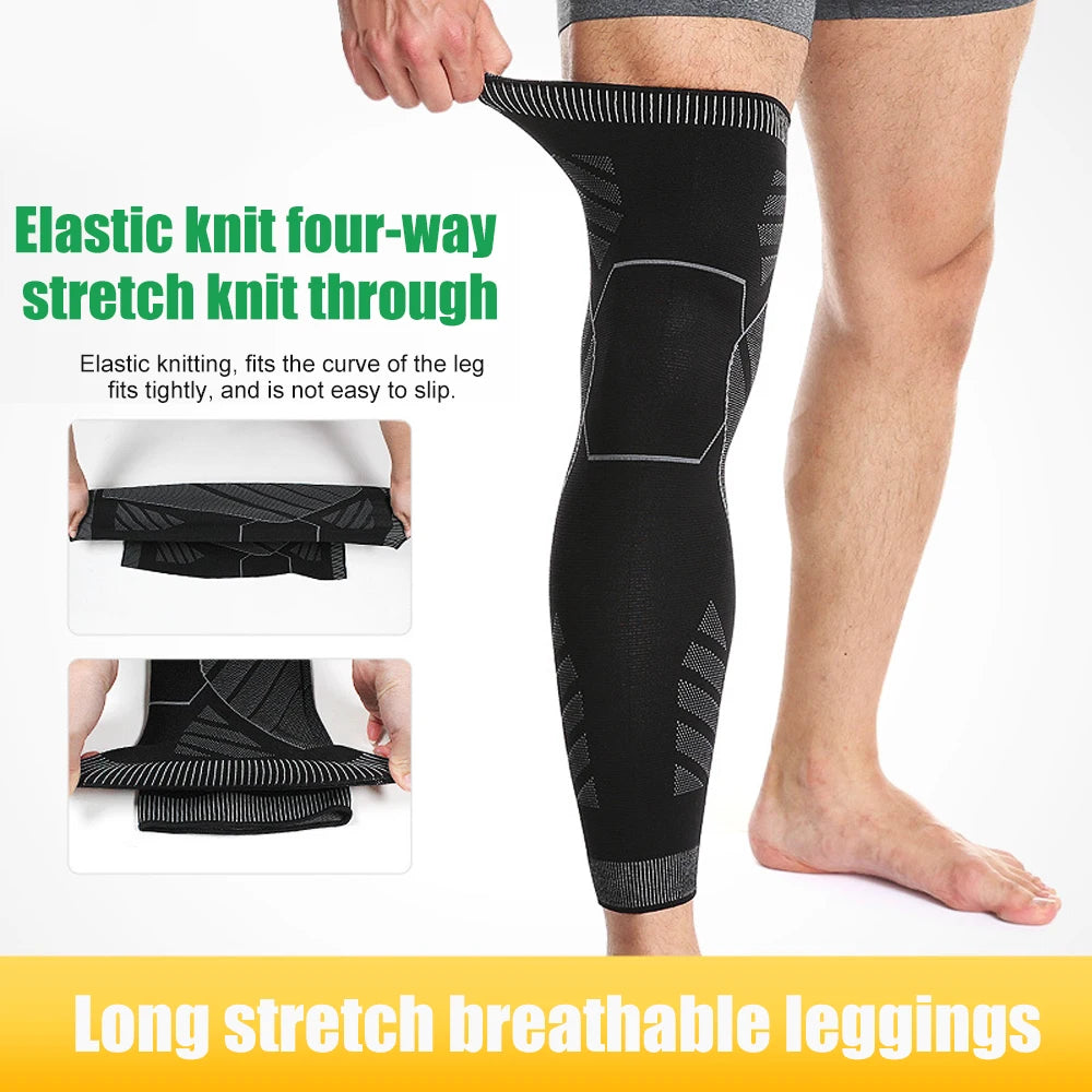 1Pair Full Leg Sleeve Long Compression Knee Brace Protect Leg for Men Women for Basketball Arthritis Cycling Sport Football