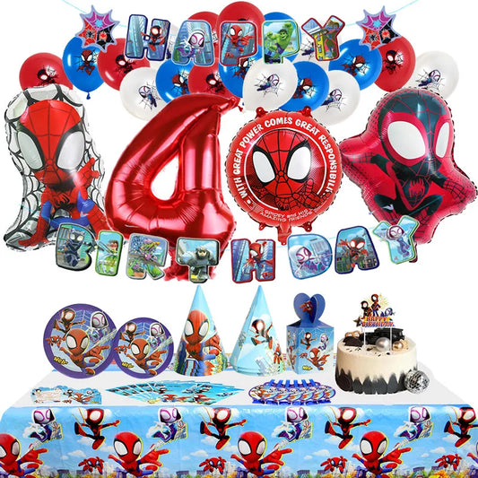 Spidey and His Amazing Friends Birthday Party Decoration New Latex Balloons For Kids Event Supplies Foil Latex Balloon Backdrop