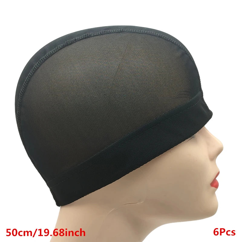 1/3/6Pcs Black Stretchy Breathable Mesh Dome Wig Cap Spandex Base Stitched Guidelines Non-Slip for Wig Making & Salon DIY