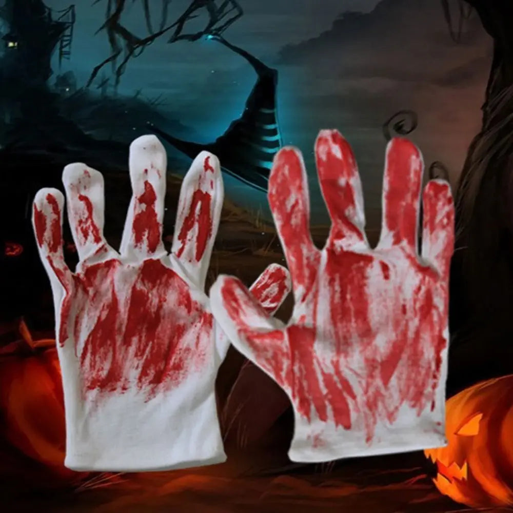 Realistic Halloween Blood Stain Masks Dress Up Costume Blood Mittens Ghost Zombie Cosplay Props Prank
