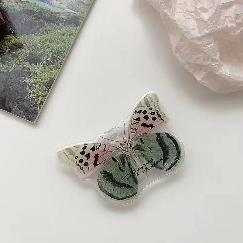 Cute Butterfly Phone Grip Tok Griptok  Holder Ring For iPhone 16 Universal Accessories Lovely Bowknot Phone Stand Bracket Socket