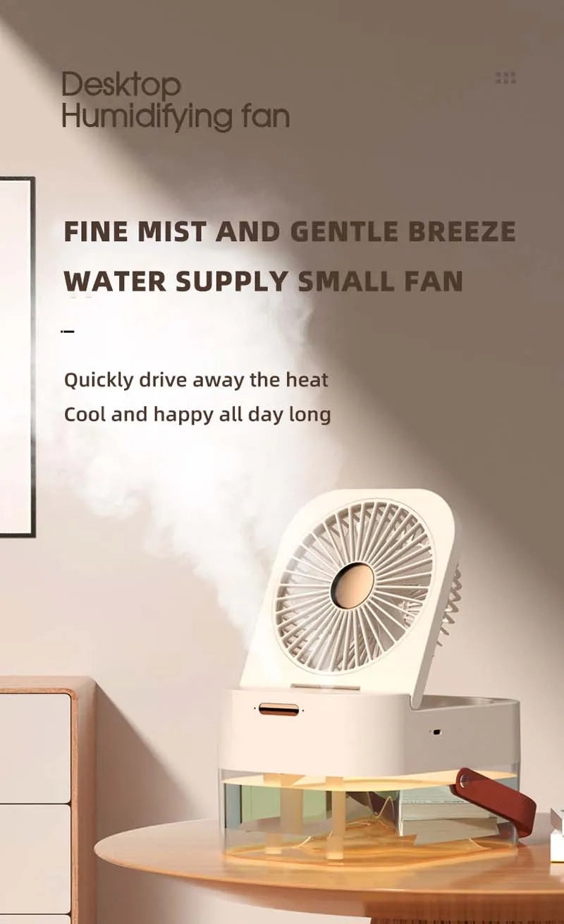 Mist Fan Summer Portable Air Conditioner Fan With Remote Controls Sleep Night Light 3 Speeds Aromatherapy Diffuser Humidifier