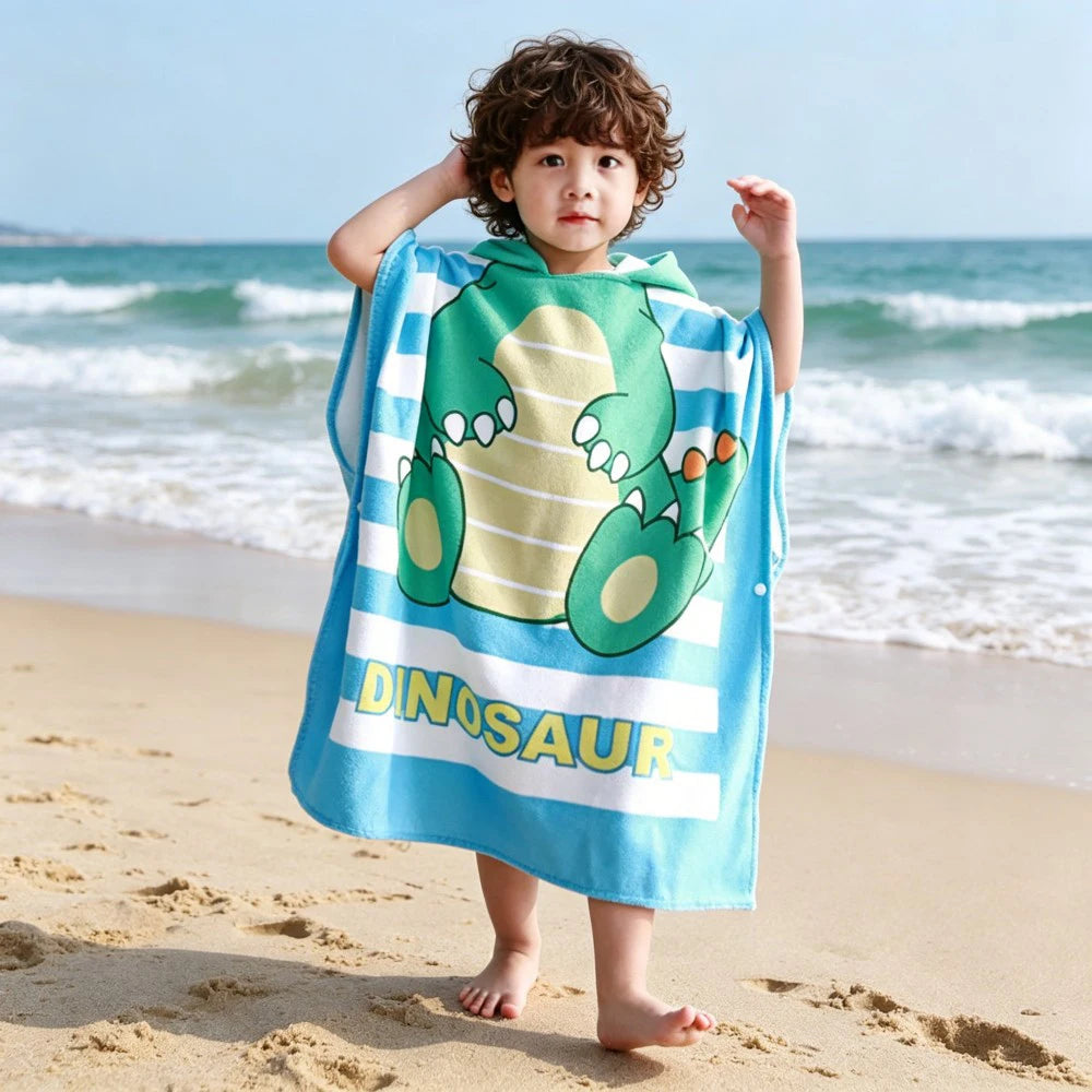 Children Bathing Stuff Kids Hooded Cape Towel Boy Cartoon Bathrobe Baby Swimming Towel Girls Unicorn Beach Towel Wrap Blanket