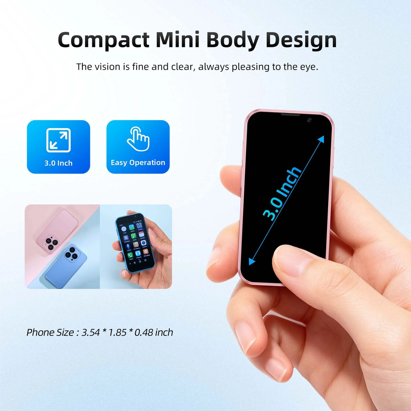 SERVO 16SE Ultra Mini Pocket Smartphone 16GB ROM 3G WCDMA Android 9.0 WiFi Dual SIM Face Unlock Play Store 3.0" Screen Cellphone