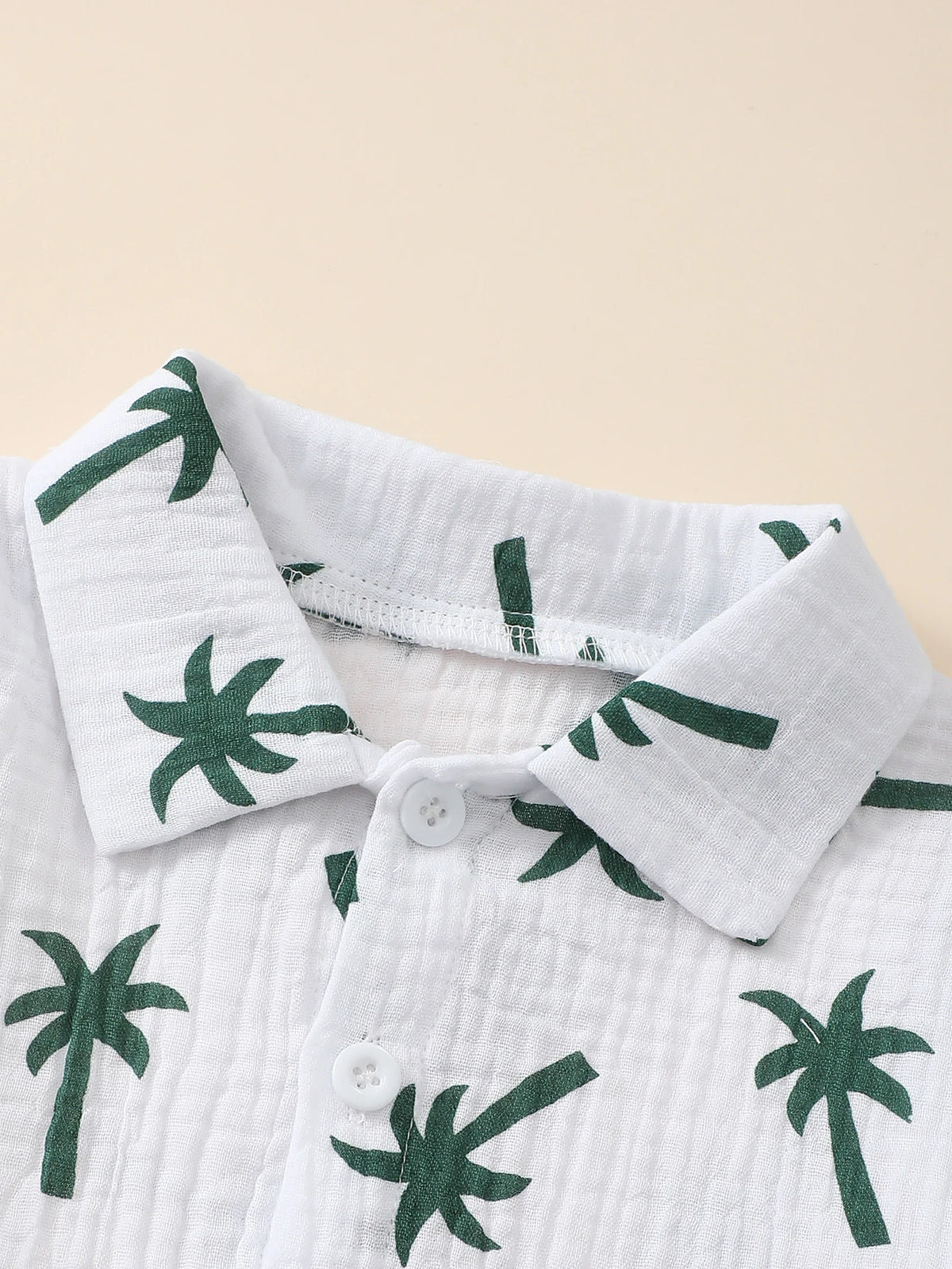 Baby Boy 2Pcs Summer Beach Set Palm Tree Print Short Sleeve Shirt Elastic Shorts Toddler Vacation Outfit