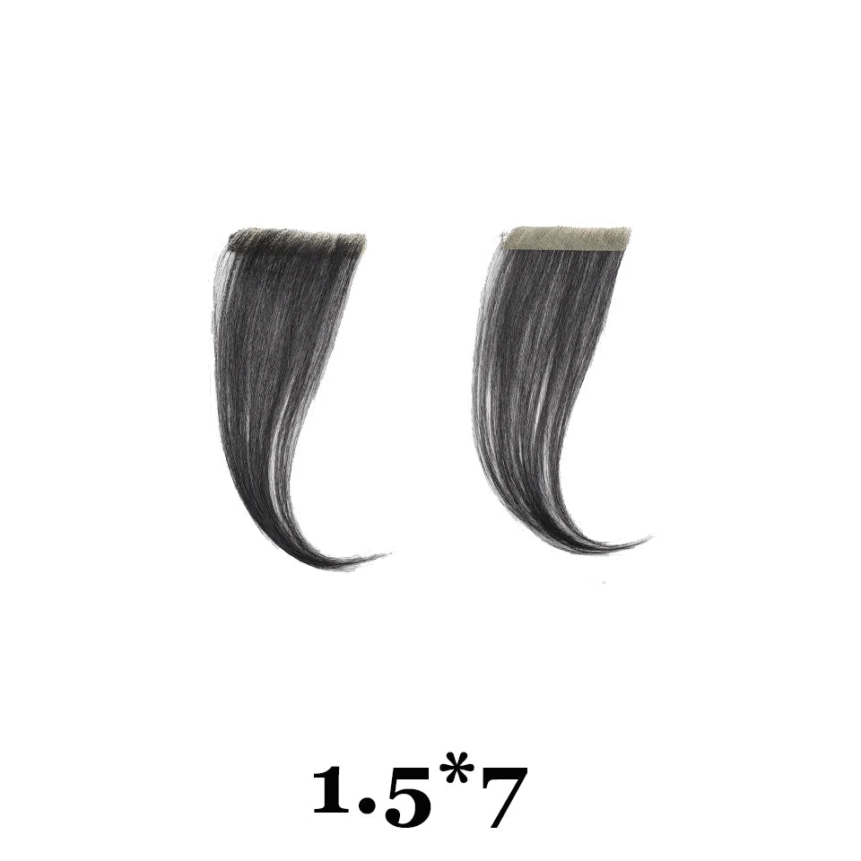 Forehead Patch 100% Human Hair Hairpiece Sideburns Toupee Invisible Seamless Ultra Thin Skin PU Men's Hairline Sideburn Patch
