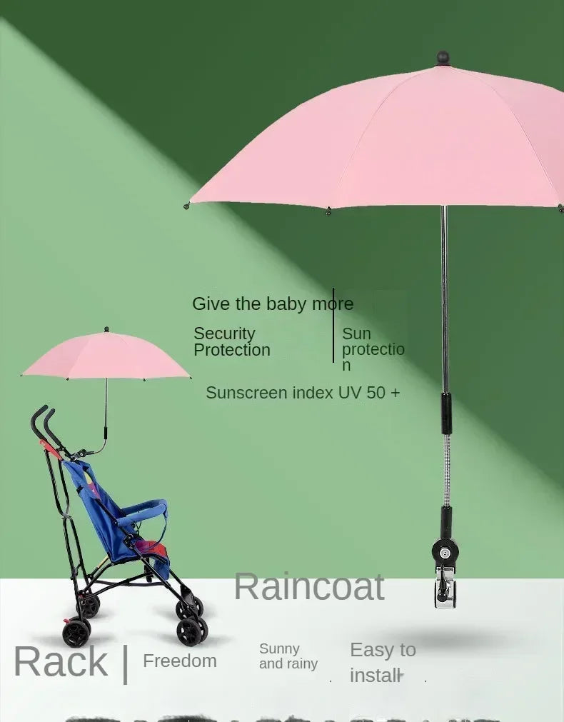 UV Protection Baby Stroller Umbrella With Clamp Universal Sunscree Rainproof Stroller Covers Umbrella Baby Stroller Accessories