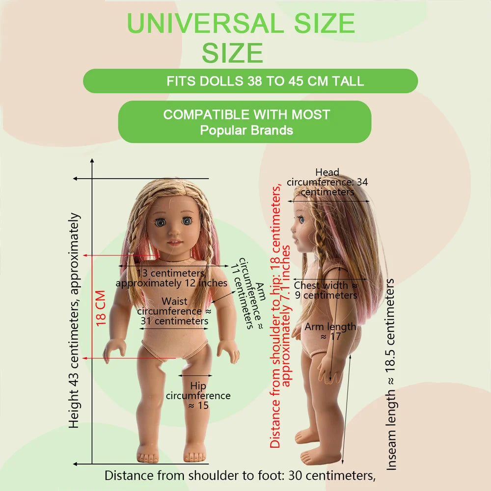 Halloween Doll Costume Outfit Suitable for 18 Inch Dolls. Doll Holiday Costume Set with Three Pieces and Doll Accessories