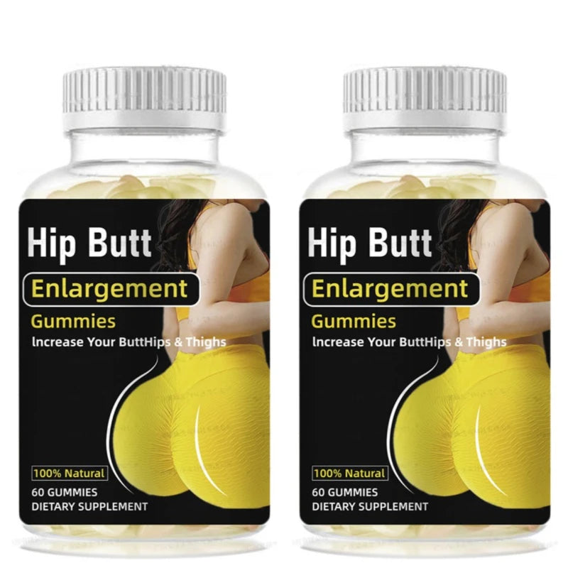 Hip Butt Enlargement Gummies for Buttocks Hips and Thighs Adults Glute Curve Support Gummies for Women Peach Flavor 60 Count