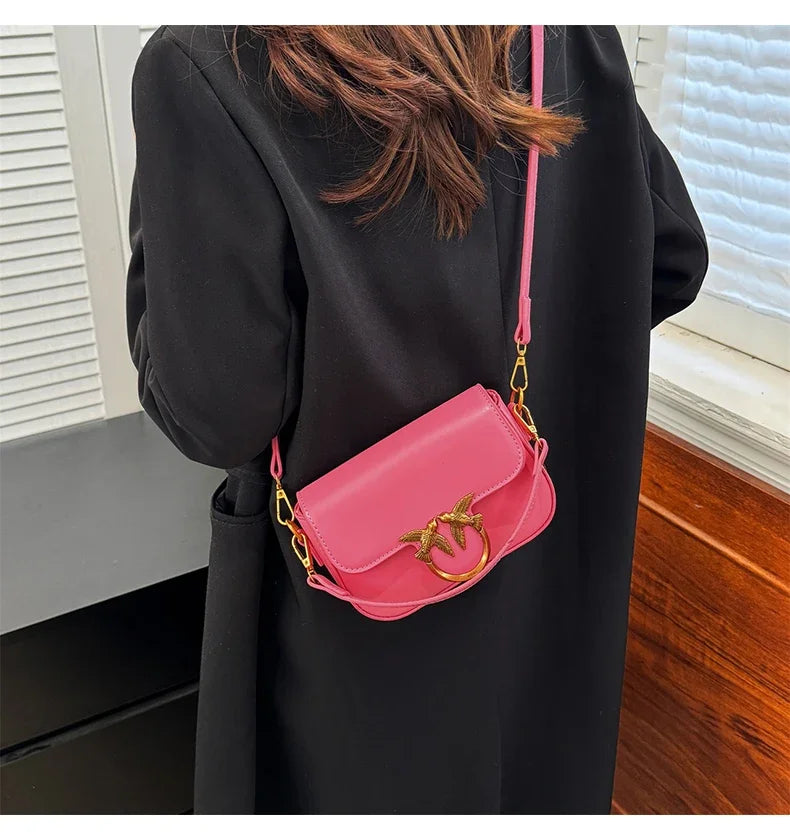 High-end Crossbody Handbag Leather Tote Bags Trendy Design Commuter Popular Classic Elegant Fashionable Bag with avian button