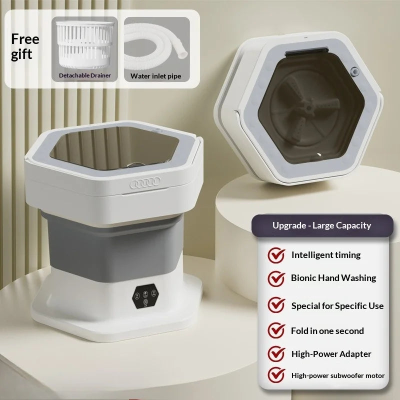 New Mini Folding Washing Machine Household Small-sized Washing Machine Socks Underwear Pants Also Capable Dehydrating White