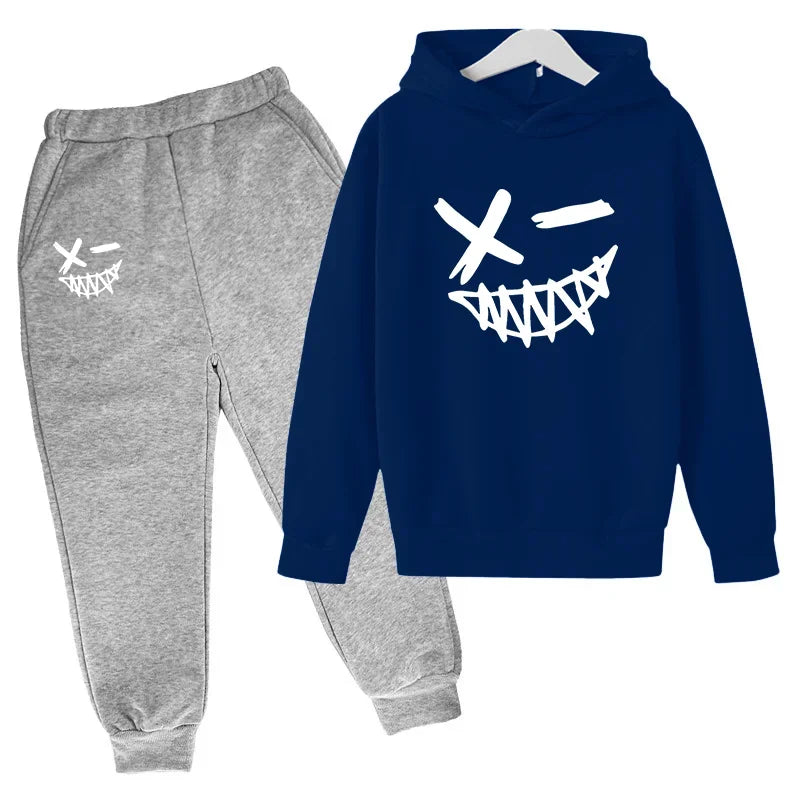 Evil Smile Printed 2024 Baby Summer Clothes for Children From 1 to 12 Years Kids Clothes Boys Child Sets Suit for Girls Boy Set