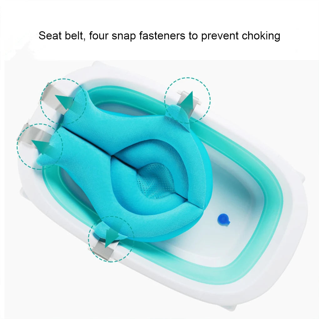 Baby Shower Mat Newborn Bathtub Foldable Shark Shape Baby Shower Net Pocket Portable Bathing Floating BathTub Soft Seat Play Mat