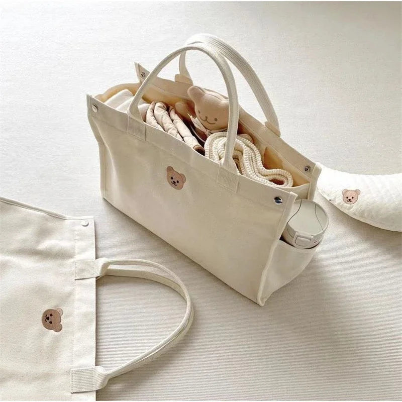 Large Capacity Mommy Bag Baby Diaper Bags Newborn Nappy Feeding Bottle Canvas Storage Pouch Fashion Mom Handbags Stroller Bag