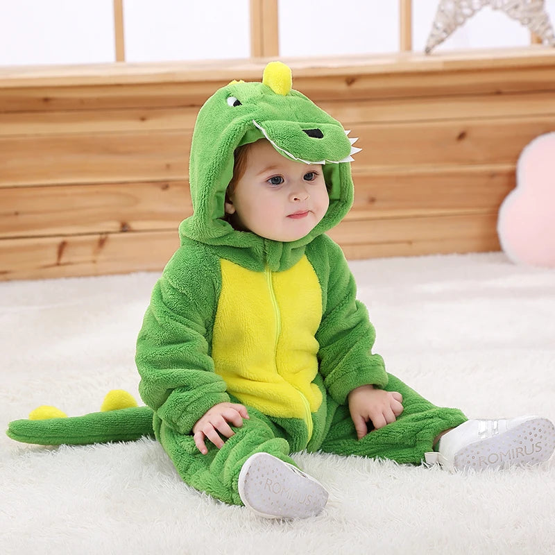 Halloween Baby Rompers Kigurumis Lovely Dinosaur Cartoon Pajamas Clothes Infant Boys Girls Baby Onesie Romper Newborn Hooded