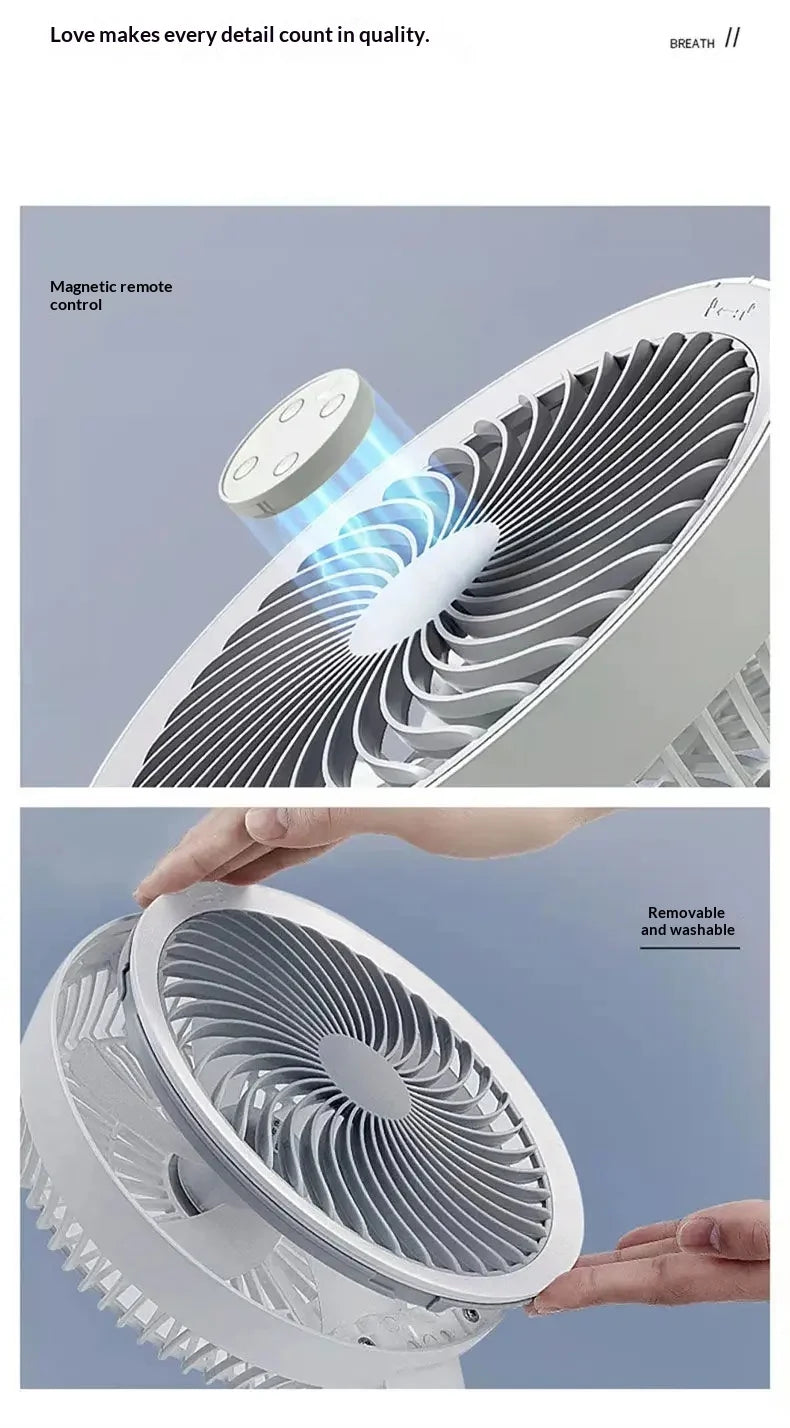 Edon Air Circulation Fan Wireless Suspended USB Rechargeable Night Light Touch Control 4 Wind Speed Folding Electric Fan
