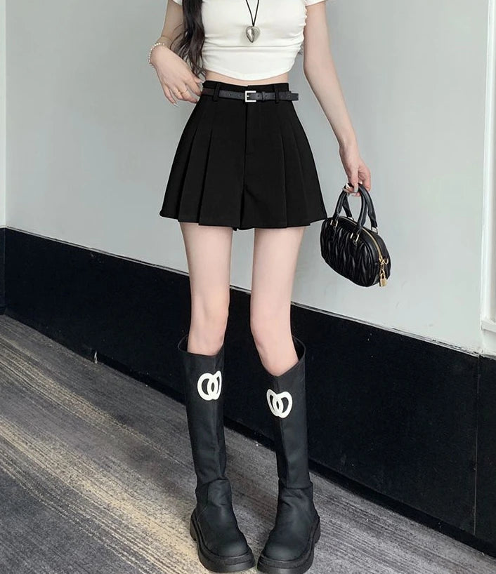 Women's Shorts High Waist Female Short Pants Black Wide Culotte Skirt To Wear XL Flowy Stretchy Harajuku Fashion Cheap Designer