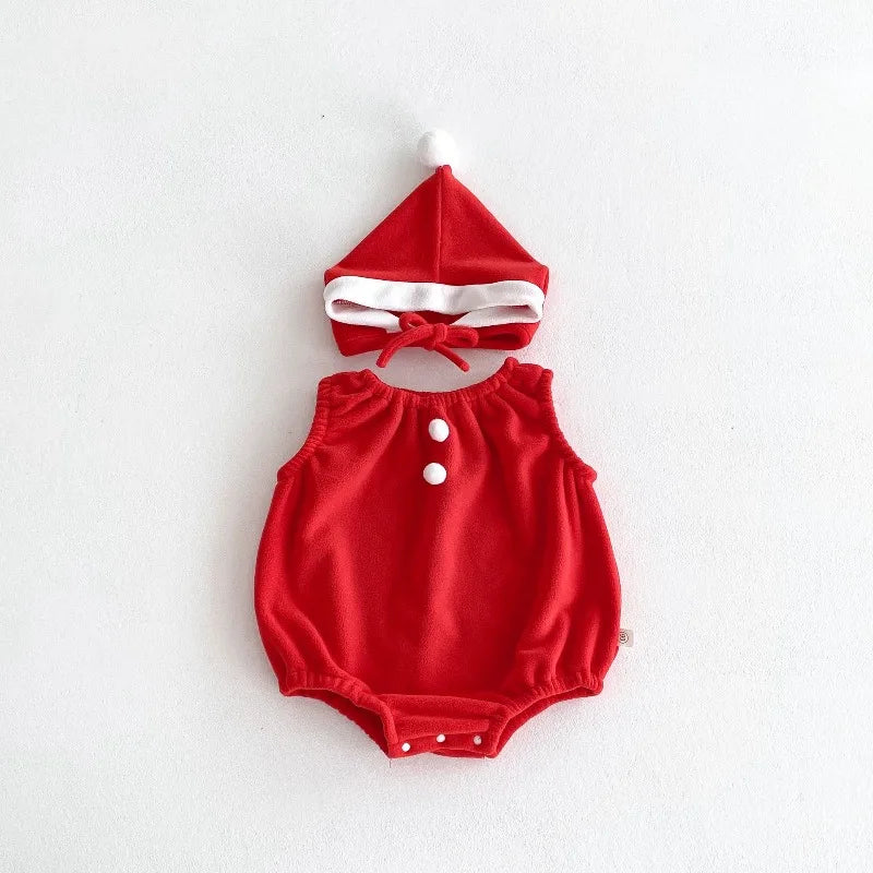 Baby Girl Boy Autumn Winter Christmas Cute Sleeveless Bodysuit Long Sleeve Striped Top Pants Infant Bibs Newborn Clothes B6091