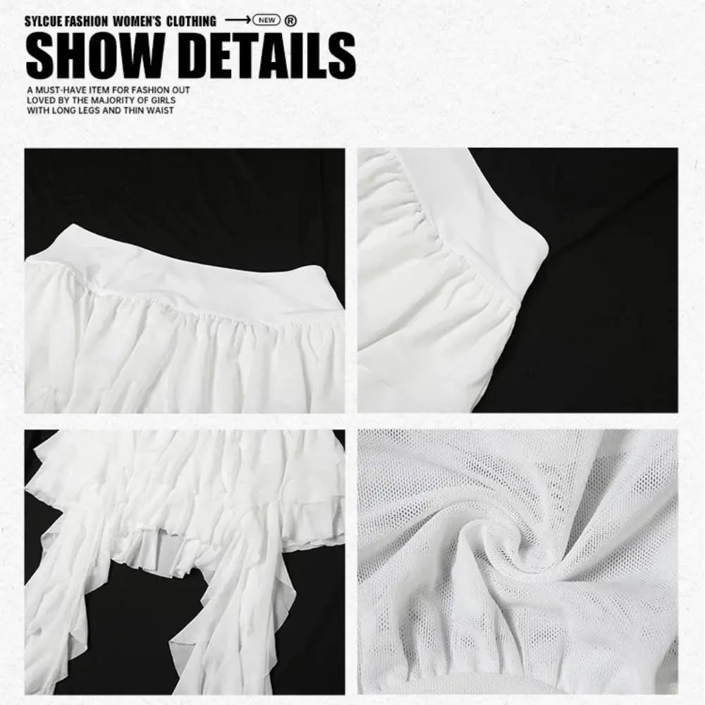 Casual High Waist Women's Tiered Skorts Layered Asymmetrical Hem Mini Skirt Ruffled Flowy Goth Skirt Summer Wear