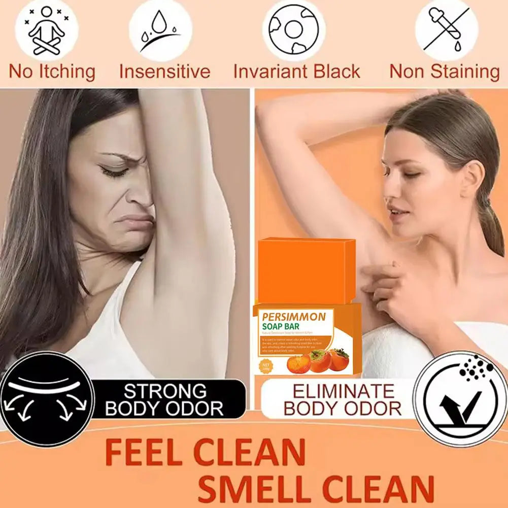 Handmade Persimmon Soap 100g  Essential Oil Deep Cleaning Body Soap Fragrance for Hygienic Cleanliness
