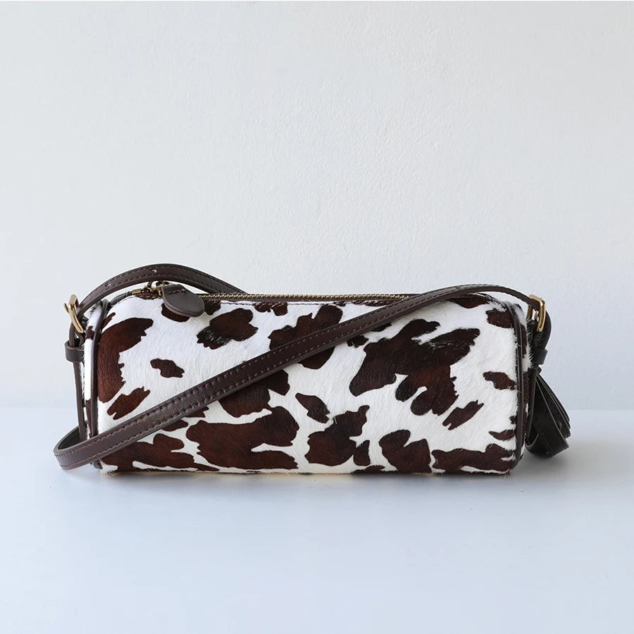 Fashion Commute Underarm Bag, Cow Pattern Cylinder Handbags, Fashion Leopard Print Cool Girl Bag, Single Shoulder Crossbody Bag