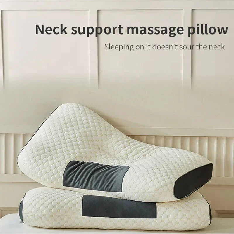 Knitted Cotton Pillow Core Ergonomic Cervical Support Sleep Aid Pillow For Adults Household Dormitory Students