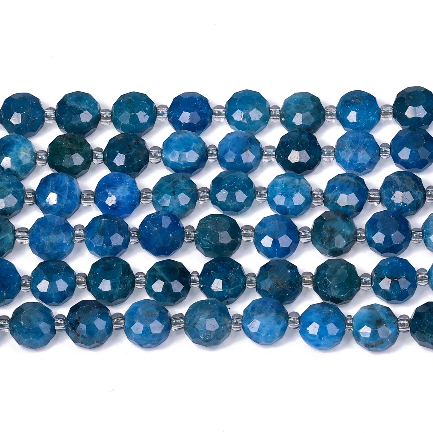 Natural Blue Apatite Gems Stone Beads 8x5mm AAA Faceted Flat Round Coin Shape Beads for Jewelry Making Diy Accessories