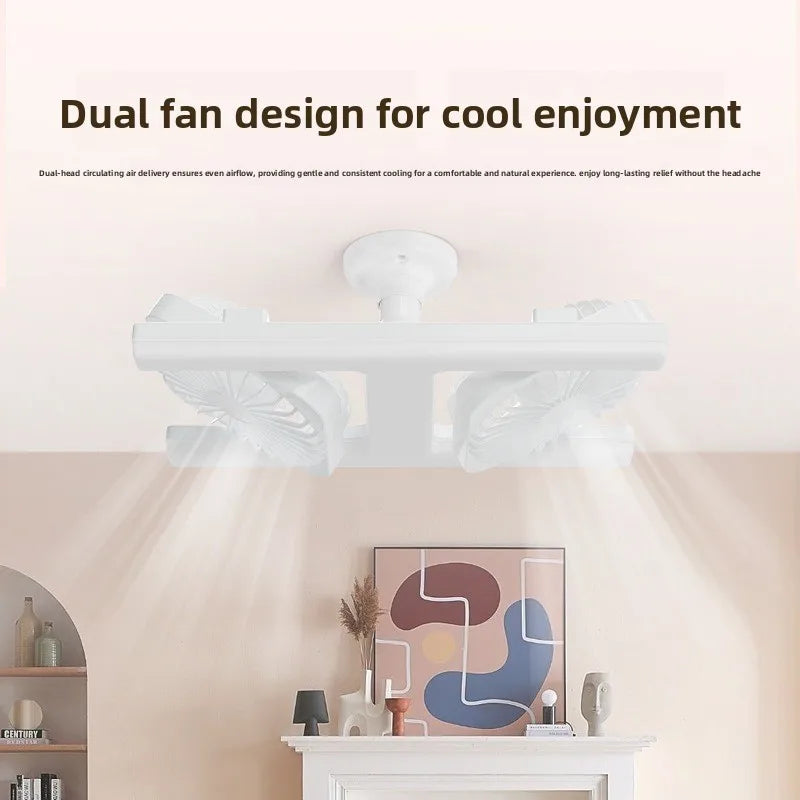 3000K-6000K E27 Ceiling Fan Light with Remote Control Dimming Speed Control Dual Head Fan for Air Circulation Silent Fan Light