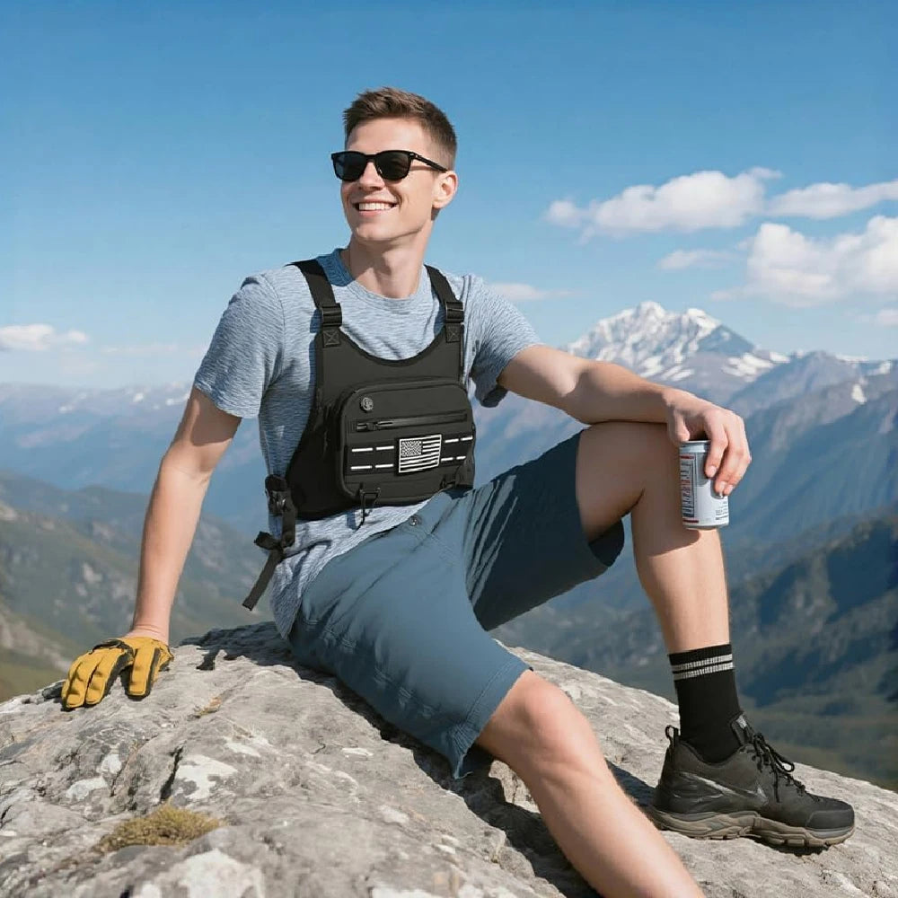 Outdoor Running Cycling Chest Bag Water-Resistant Lightweight With Phone Pouch For Fitness Commute Multi-Scene Men Women