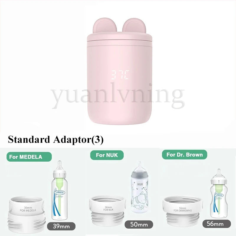 Portable Baby Bottle Warmer Wireless 8800mAh Fast Heating &Sterilizer Waterproof Breastmilk Warmer with 3 Adapters