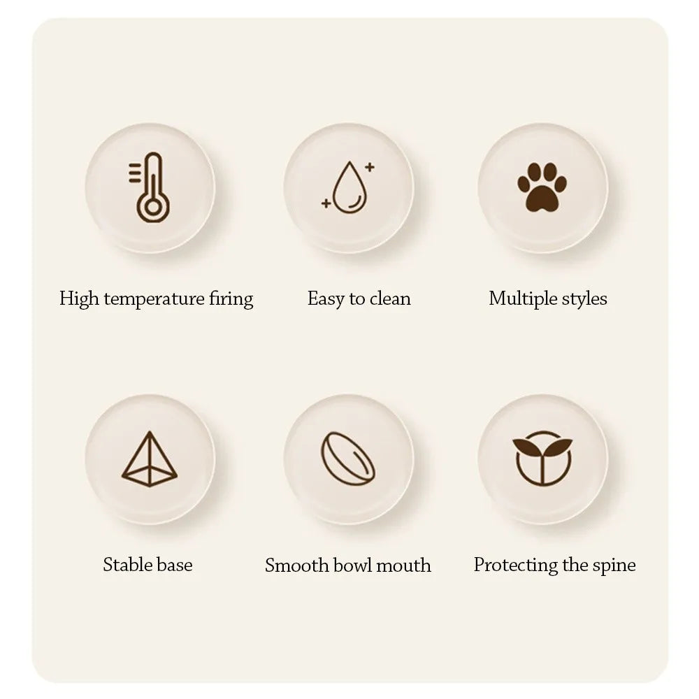 Ceramic Neck Protection Pet Bowl High Feet Slanted Mouth Mushroom Cat Bowl Anti-black Chin Anti-knockover Pet Food Bowl